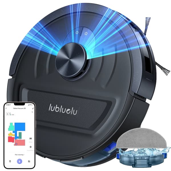Lubluelu Robotstøvsuger, 5500Pa Sugekraft, 360° Navigation,L20-Sort, EU
