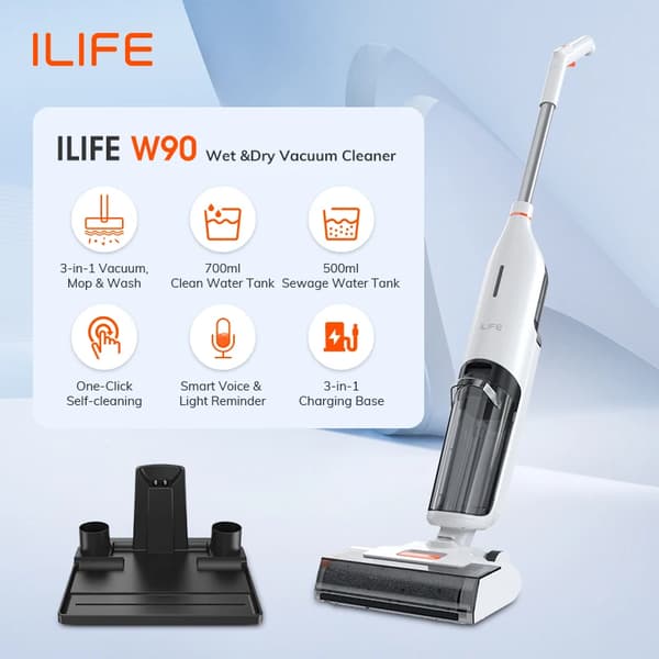 Kostea ja kuiva imuri, 150W teho, käsikäyttöinen muotoilu, Li-ion akku,ILIFE W90, EU