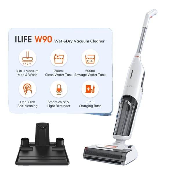 Kostea ja kuiva imuri, 150W teho, käsikäyttöinen muotoilu, Li-ion akku,ILIFE W90, EU
