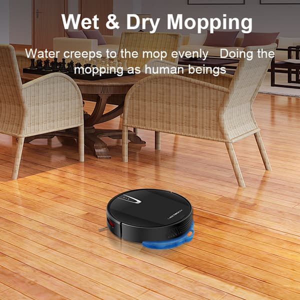 Robotdammsugare, Smart kartläggning, WiFi-app,svart
