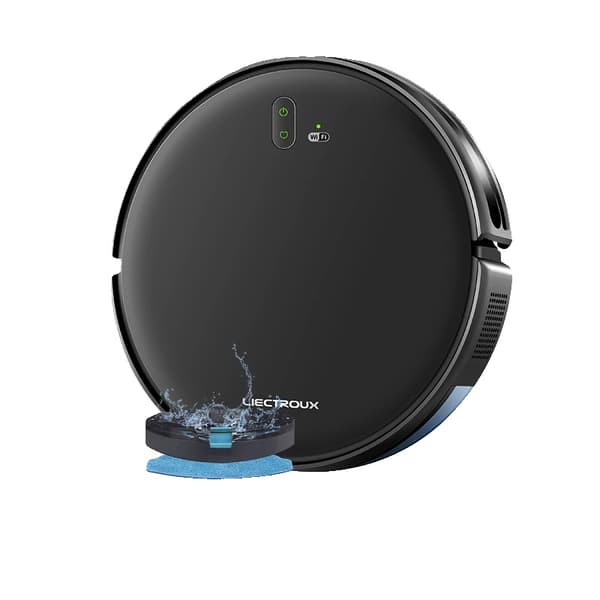 Robotstøvsuger, intelligent kortlægning, WiFi-app,Sort