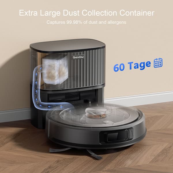 Robotdammsugare, 4500Pa sugkraft, smart navigering, automatisk tömningsfunktion,Teendow D10S MAX, EU