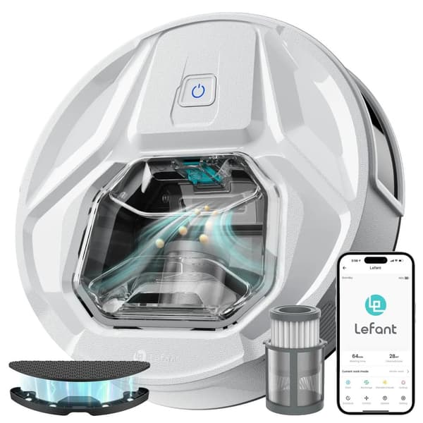 Robotdammsugare med mopp, 6000Pa sugkraft, kompakt design,EU, M320-Vit