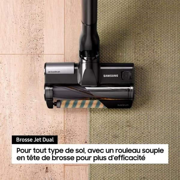 Aspirator Golv med Clean Station Samsung Bespoke Jet Plus VS20B95B43N - Effekt 210 AW - 2 Batterier