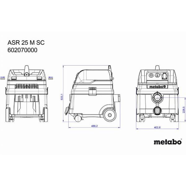 Metabo Allrounddammsugare ASR 25 M SC, kartong, med elektromagnetisk skakare - 602070000
