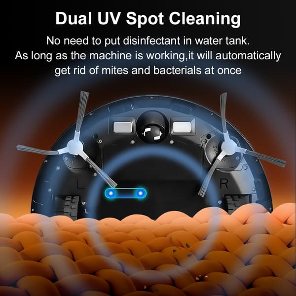 Robotstøvsuger, selvrenende støvbeholder, dual laser navigation, 240 minutters driftstid,EU