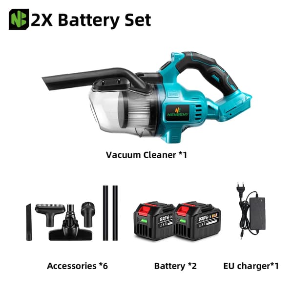 Elektrisk Støvsuger, Høj Sugeevne, Trådløs Design, Ergonomisk Håndtag,2xBatteri Sæt