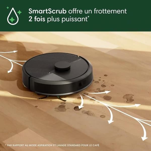 Robotdammsugare - IROBOT Roomba 105 Combo + Automatisk tömning - 2 timmar - 7000 Pa - 400 ml - Svart