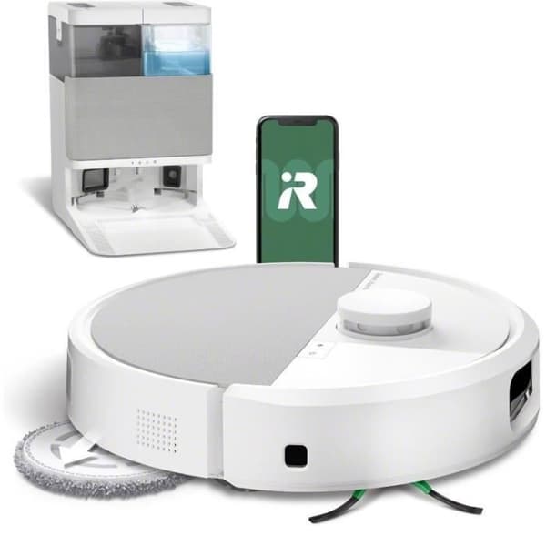 iRobot Roomba Plus 505 Combo + AutoWash - Multifunktionsbas - Tvätta och torka med varmluft från våtservetterna - PrecisionVision IA Valkoinen