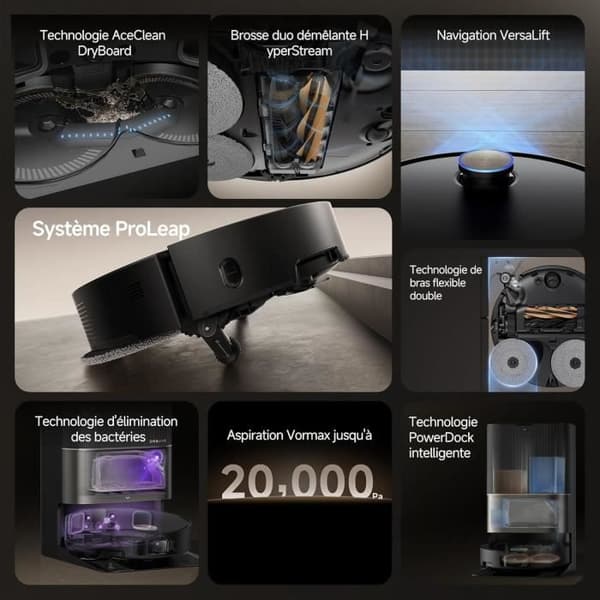 DREAME X50 Ultra Complete Robotdammsugare med dockningsstation - AI Hinderundvikande och 360° Navigering - 20 000 Pa Effekt