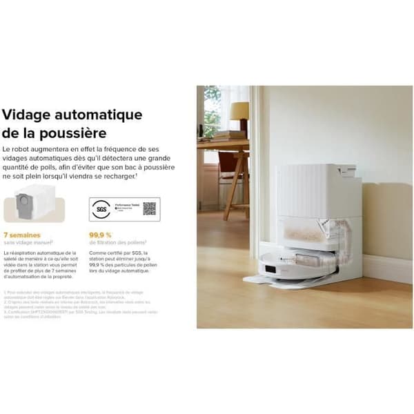 Roborock QRevo Plus Vit robotdammsugare med multifunktionsstation - 7000 Pa effekt - Utdragbar mopp