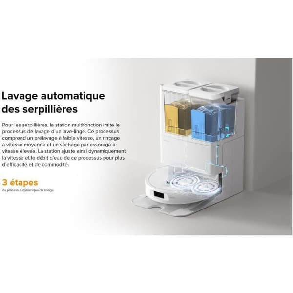 Roborock QRevo Plus Vit robotdammsugare med multifunktionsstation - 7000 Pa effekt - Utdragbar mopp