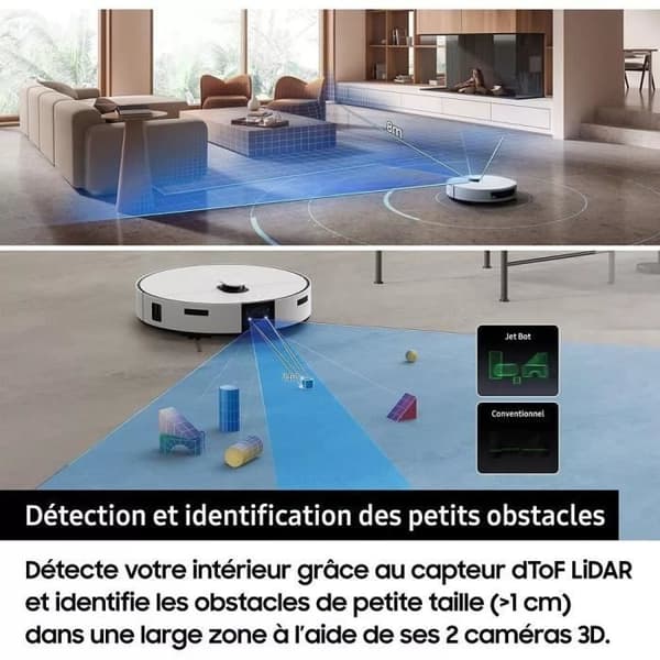 Robotdammsugare - Samsung Jet Bot Combo AI VR7MD97A14G - Clean Station ångdesinfektion - Objektigenkänning