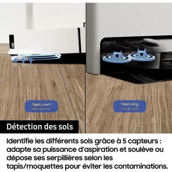 Robotdammsugare - Samsung Jet Bot Combo AI VR7MD97A14G - Clean Station ångdesinfektion - Objektigenkänning