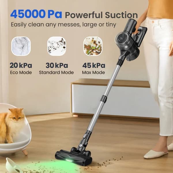Proscenic P13 johdoton pölynimuri, 35 kPa imuteho, LED-näyttö, 45 minuutin käyttöaika, 1,2 litran pölysäiliö