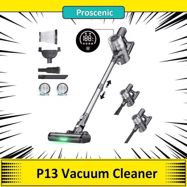 Proscenic P13 johdoton pölynimuri, 35 kPa imuteho, LED-näyttö, 45 minuutin käyttöaika, 1,2 litran pölysäiliö