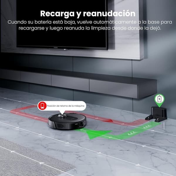 Proscenic Q8 robottipölynimuri, imuteho 4200 Pa, LiDAR-navigointi, 200 minuutin käyttöaika, automaattinen lataus, APP-ohjaus, musta