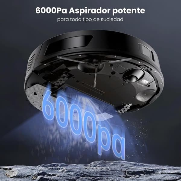 Proscenic Q8 robottipölynimuri, imuteho 4200 Pa, LiDAR-navigointi, 200 minuutin käyttöaika, automaattinen lataus, APP-ohjaus, musta