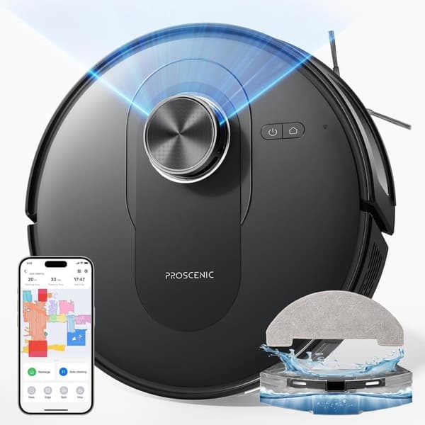 Proscenic Q8 robottipölynimuri, imuteho 4200 Pa, LiDAR-navigointi, 200 minuutin käyttöaika, automaattinen lataus, APP-ohjaus, musta