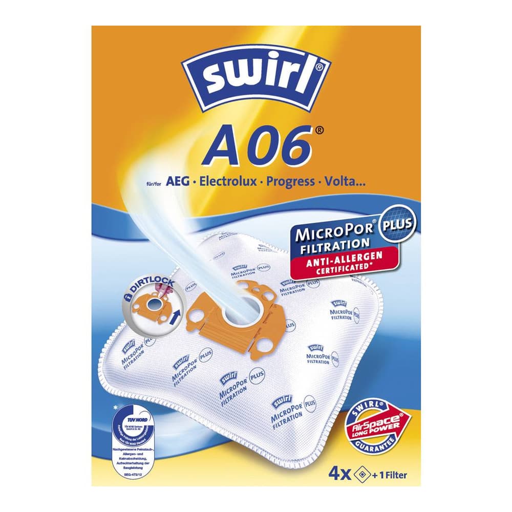 Swirl A06 Dammsugarpåse 4-pack + filter 6765931