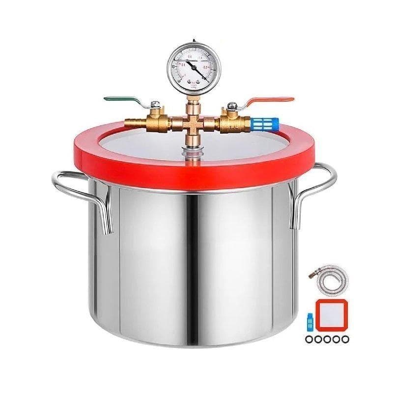 6L vakuumavgasningskammare i rostfritt stål, högtätning,precisionsvakuummätare