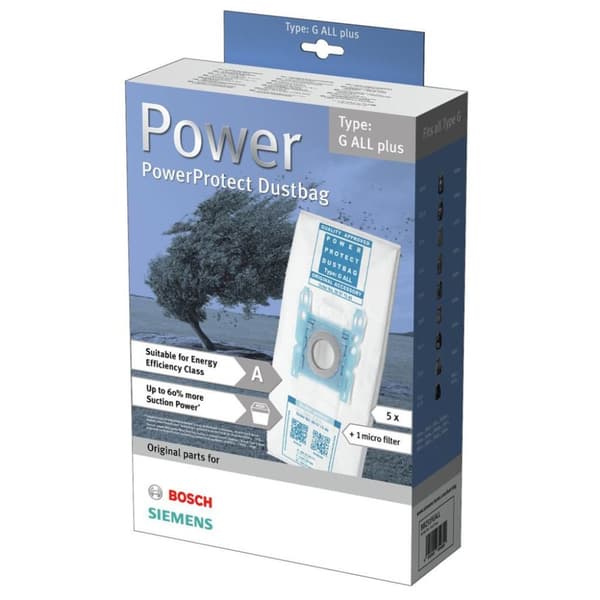 BOSCH SIEMENS BBZ51FGALL pölynimuripussi Tyyppi G PowerProtect Pölypussi