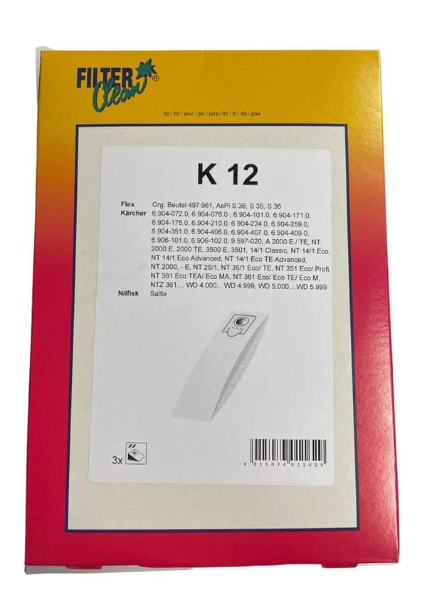 Pölynimuripussit K12 Kärcherille 3 kpl/pakkaus