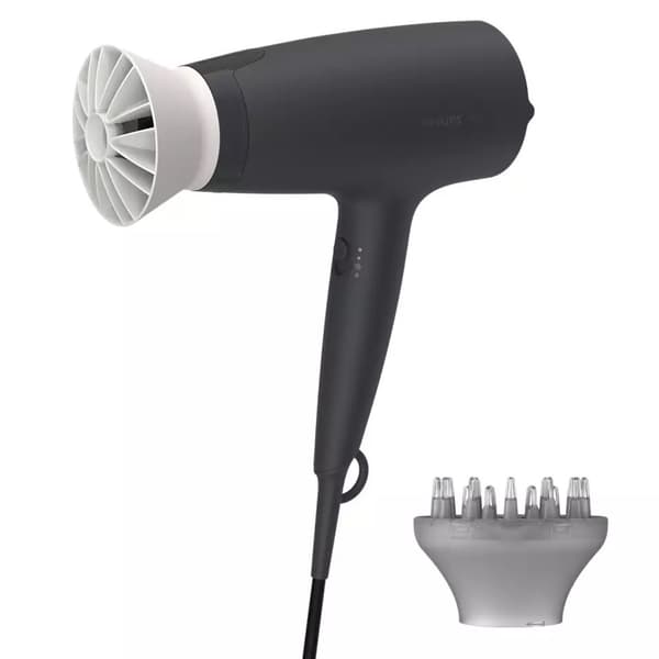 Philips 3000 series Hair Dryer BHD302/30, 1600W, 3 heat and speed settings, ThermoProtect attachment Svart