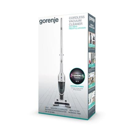 Gorenje | Vacuum cleaner | SVC180FW | Handstick 2in1 | Handstick | - W | 18 V | Operating time (max) 50 min | White | Warranty 24 month(s) | Battery w