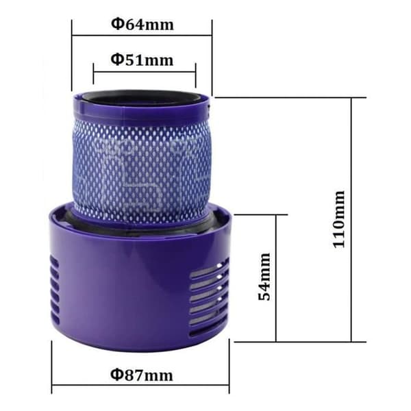 Avgassystem - PRUMYA - Dyson V10 - Tvättbar - Lila - Kompatibel med flera modeller