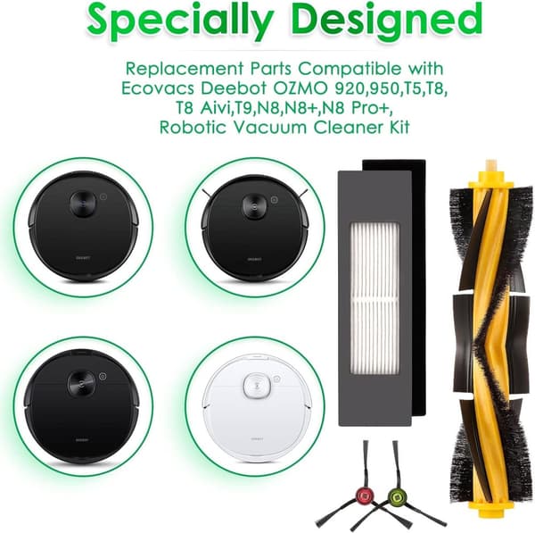INF Tarvikkeet Ecovacs Deebot OZMO 920, 950, T5, T8 AIVI Max 10 osaa Monivärinen