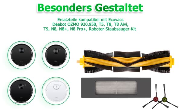 INF Tarvikkeet Ecovacs Deebot OZMO 920, 950, T5, T8 AIVI Max 10 osaa Monivärinen