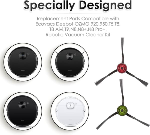 Sidoborste för Ecovacs Deebot OZMO 920, 950, T5, T8 AIVI Max Svart