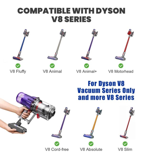 Dyson V8 SV10 Udskiftningsbatteri, 6000mAh Kapacitet, 216V Spænding, 21,6V, 1 Batterier Filters