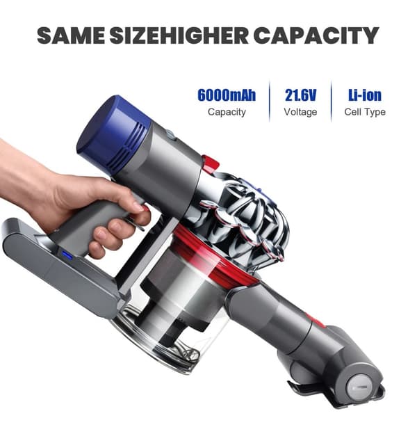 Dyson V8 SV10 Vaihtoakku, 6000mAh Kapasiteetti, 216V Jännite, 216V, 1 akku suodattimia