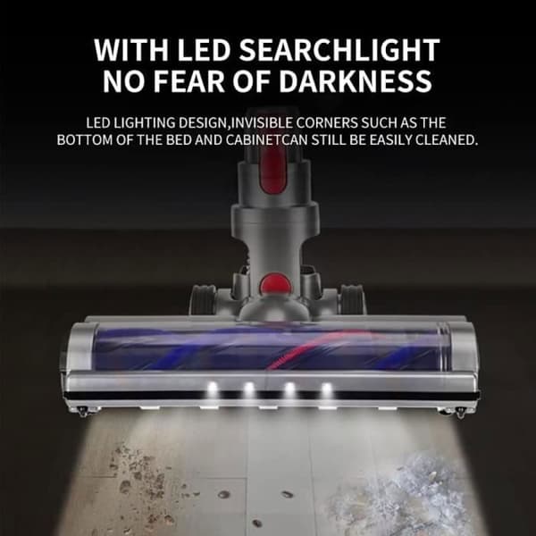 Borste kompatibel för Dyson V7 V8 V10 V11 V15, direktdriven rengöringshuvud med 4 främre strålkastare