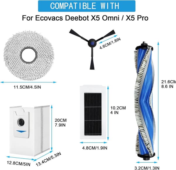 INF Tillbehörssats för Ecovacs Deebot X5 Omni & X5 Pro Robotdammsugare