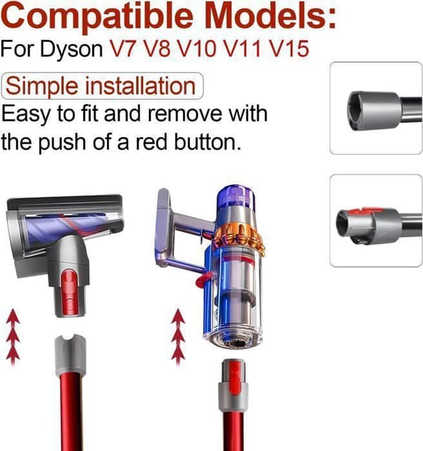 Teleskoprörsstyv stångförlängning kompatibel för Dyson V11 V10 V8 V7 - CALDION - Röd