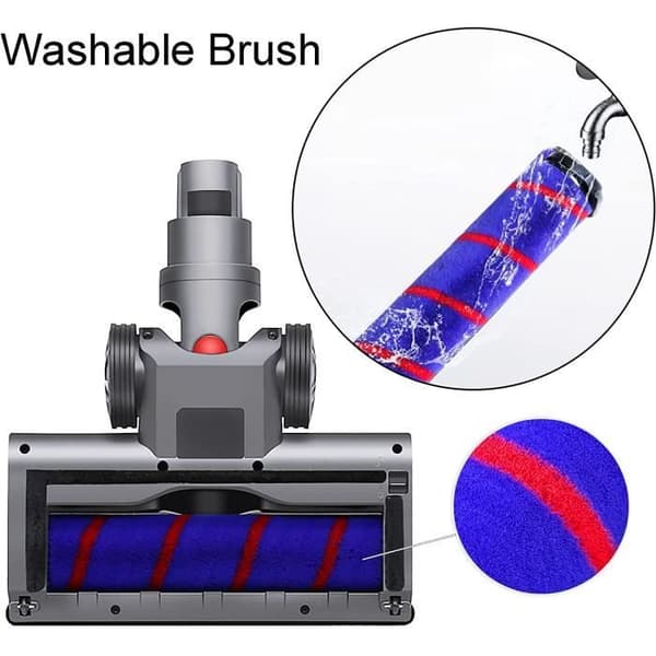 Turbo Electric Motorized Rotating Brush kompatibel för Dyson V7 V8 V10 V11 V12 V15 Soft Roller för parkett, kakel och LED