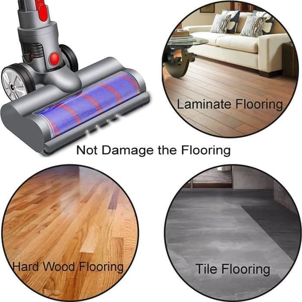 Turbo Electric Motorized Rotating Brush kompatibel för Dyson V7 V8 V10 V11 V12 V15 Soft Roller för parkett, kakel och LED