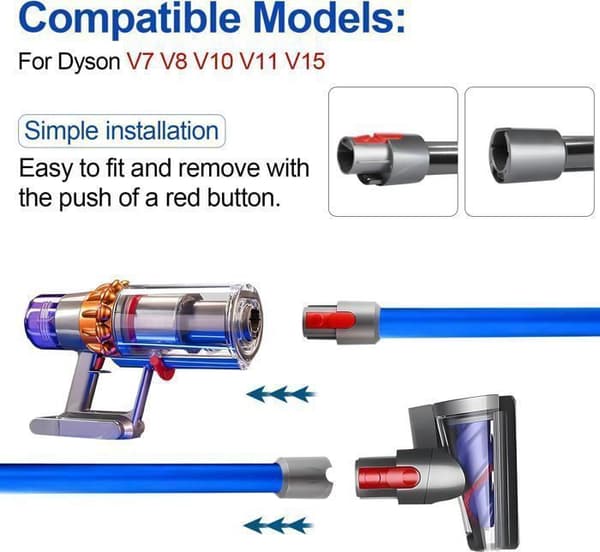 Teleskoprör för styv stavförlängning kompatibel för Dyson V11 V10 V8 V7, längd 72 CM, snabbkopplingsrör - blå