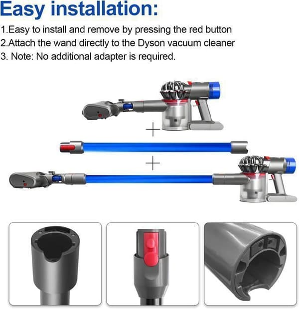 Teleskoprör för styv stavförlängning kompatibel för Dyson V11 V10 V8 V7, längd 72 CM, snabbkopplingsrör - blå