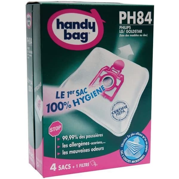 Set med 4 non-woven dammsugarpåsar PH84 - För Philips - HANDY BAG