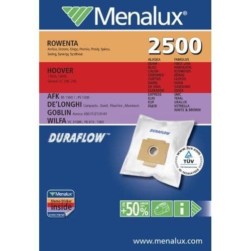 MENALUX 2500 DURAFLOW dammsugarpåsar - set om 4