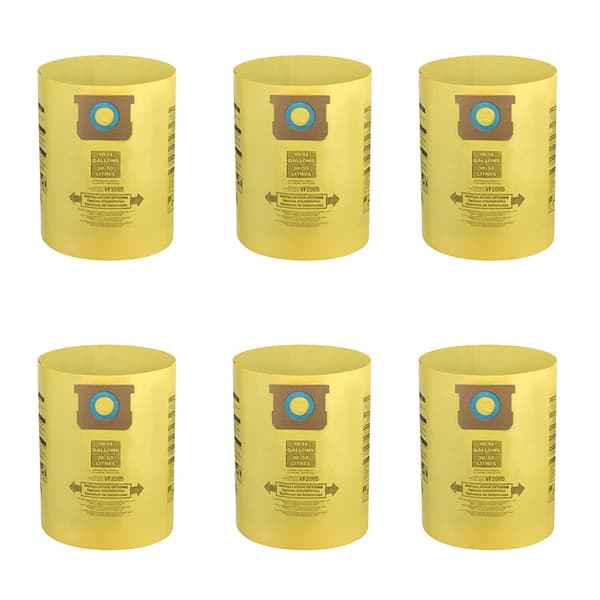 INF Støvposer til Shop-Vac-støvsugere, gule (6-pack) 10-14 gallons