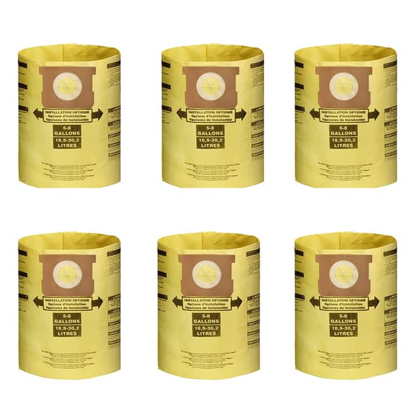 INF Støvposer til Shop-Vac-støvsugere, gule (6-pack) 5-8 gallons