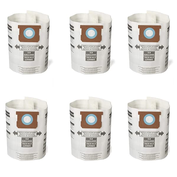 INF Dammpåsar kompatibla med Shop-Vac-dammsugare (6-pack) 5-8 gallons