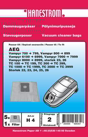 Dammsugarpåsar AEG 700