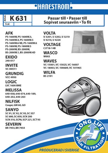 Vacuum cleaner bags K631