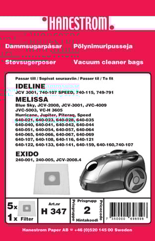 Dammsugarpåsar MELISSA JCV-2008,VC-H3605